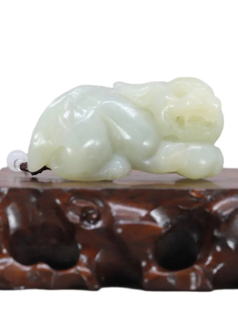 Chinese Hetian Jade Pendant w Unicorn Foo Dog